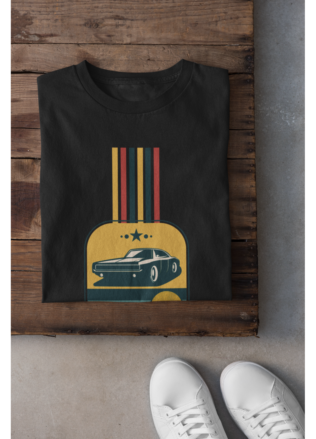 Vintage Car Stripes /B - Classic Crew T-Shirt